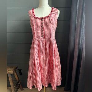 Landhaus Vintage Oktoberfest Red Gingham German Austrian Folk Dress Dirndl